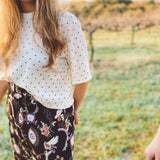DEE Perfect Boxy Crop Top in Ivory Dot