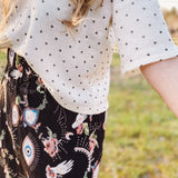 DEE Perfect Boxy Crop Top in Ivory Dot