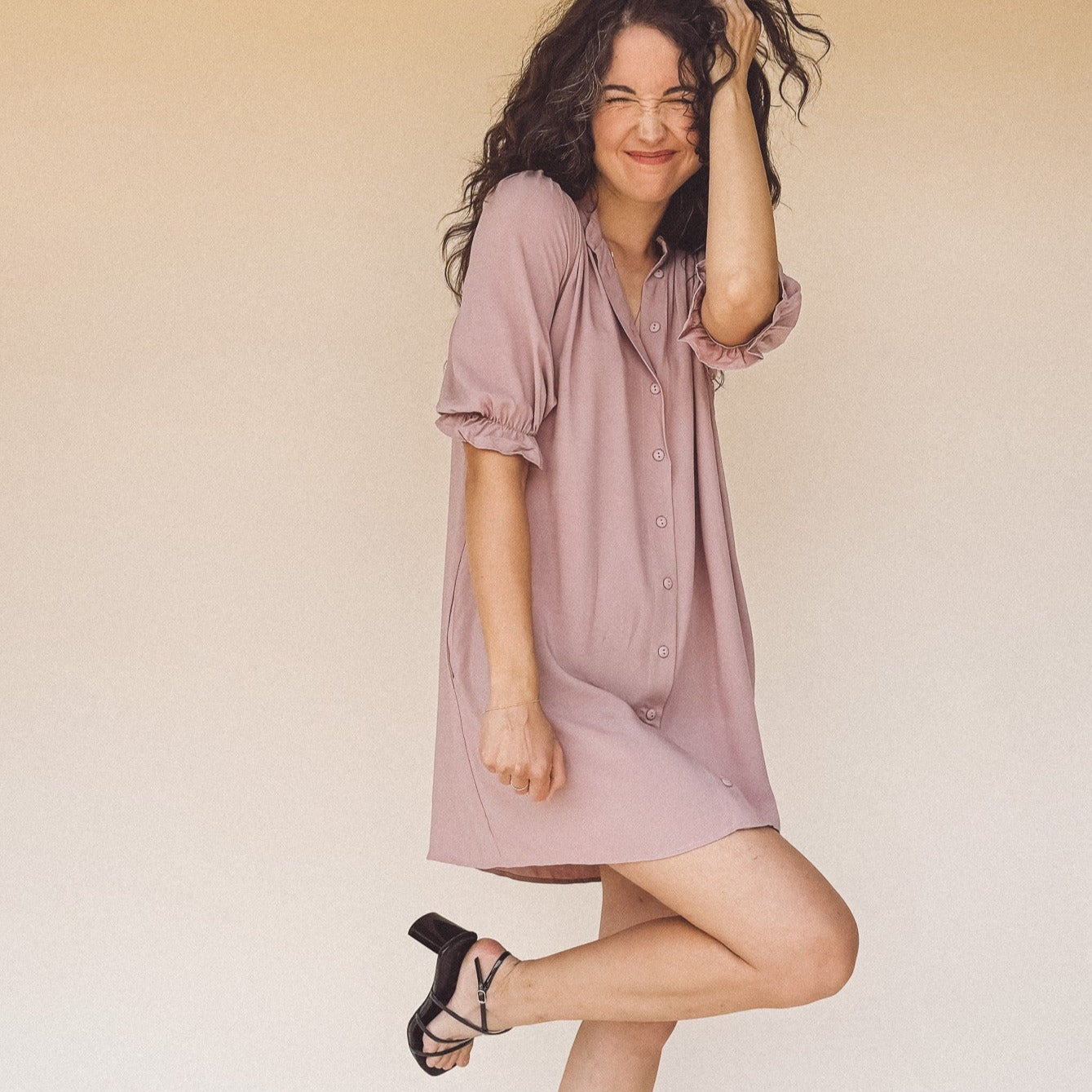 TARYN Mini Shirtdress in lilac SOLID TARYN Mini Shirtdress in lilac SOLID