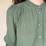TARYN Mini Shirtdress in green SOLID