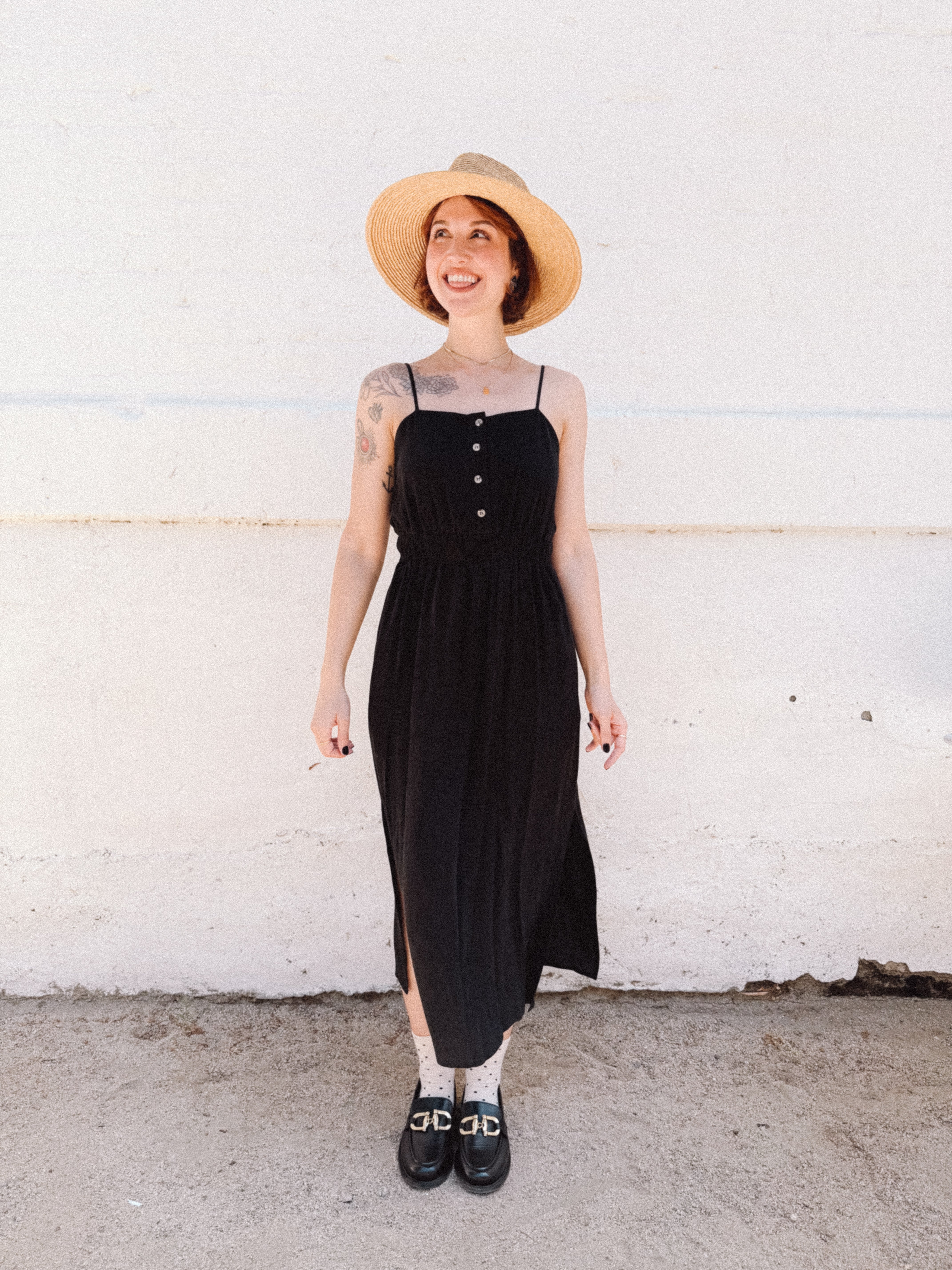 spaghetti strap crepe midi dress Women's Ava Slit Spaghetti Strap Crepe Midi Dress XS/S/M/L/XL/XXL//Black/MEAN BLVD XS / Black