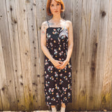 PALOMA- blurred floral spaghetti strap button bust midi dress