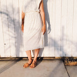 TAYLOR Drawstring Midi Dress in Ivory Dot (Knit)