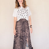 Dawn Multi-Elastic Waist Skirt – Zebra Print dull Satin