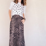 Dawn Multi-Elastic Waist Skirt – Zebra Print dull Satin