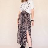 Dawn Multi-Elastic Waist Skirt – Zebra Print dull Satin