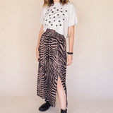 Dawn Multi-Elastic Waist Skirt – Zebra Print dull Satin