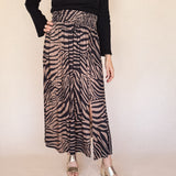 Dawn Multi-Elastic Waist Skirt – Zebra Print dull Satin