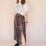 Dawn Multi-Elastic Waist Skirt – Zebra Print dull Satin