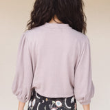CORA Ruffle Cropped Sweatshirt in Velour Dusty Lilac