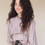 CORA Ruffle Cropped Sweatshirt in Velour Dusty Lilac