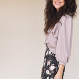 CORA Ruffle Cropped Sweatshirt in Velour Dusty Lilac