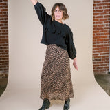 CORA Ruffle Cropped Sweatshirt in Black