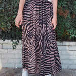 brown and black zebra printed pull on skirt
