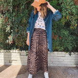 Dawn Multi-Elastic Waist Skirt – Zebra Print dull Satin