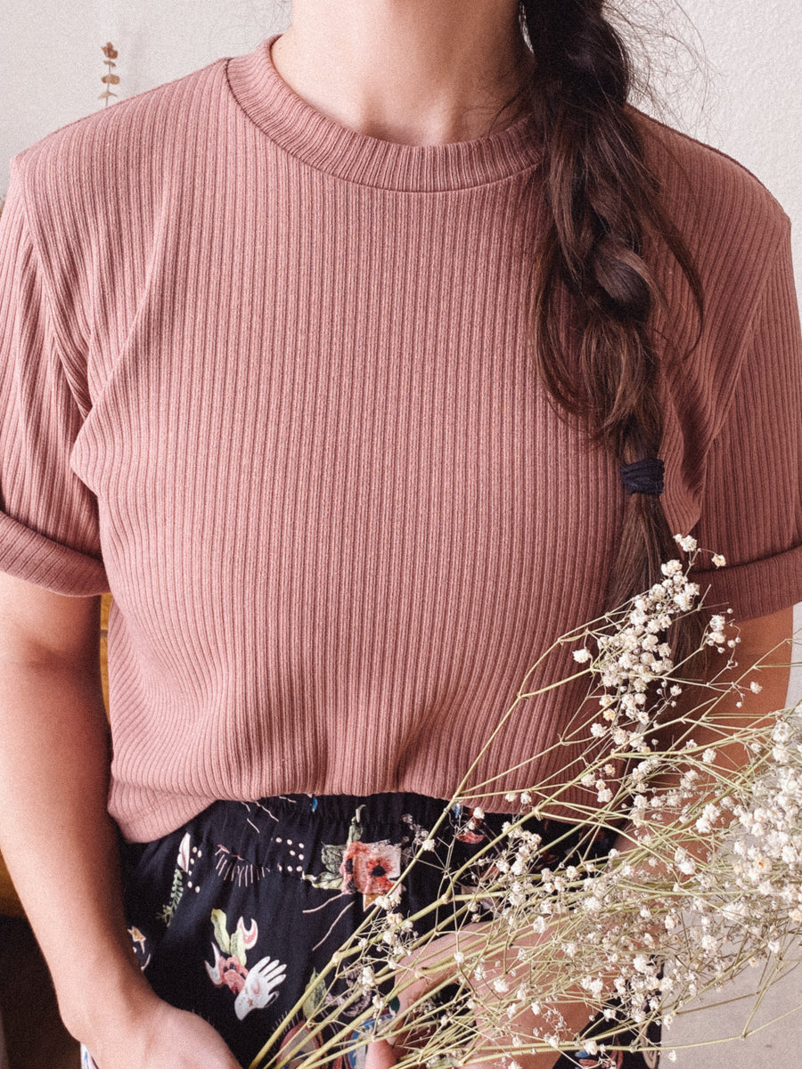 DEE Perfect Boxy Crop Top in Blush