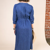 ANDI Adjustable Wrap Dress in Denim Blue