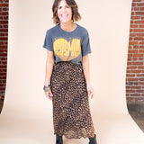 SERENA A-Line High Waisted Midi Skirt in Leopard Print