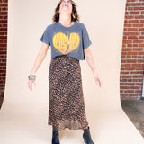 SERENA A-Line High Waisted Midi Skirt in Leopard Print