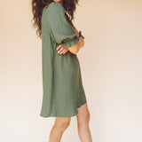 TARYN Mini Shirtdress in green SOLID