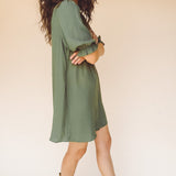 TARYN Mini Shirtdress in green SOLID