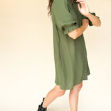 TARYN Mini Shirtdress in green SOLID