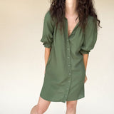 TARYN Mini Shirtdress in green SOLID