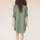 TARYN Mini Shirtdress in green SOLID