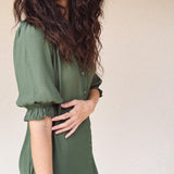 TARYN Mini Shirtdress in green SOLID