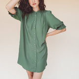 TARYN Mini Shirtdress in green SOLID