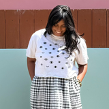 Ruby - Eye See You – Cotton Crop Top with Hand-Drawn Eye Print