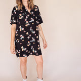 AVERY- BLURRED FLOWER Mini Shirt Dress – (Wear Multiple Ways)