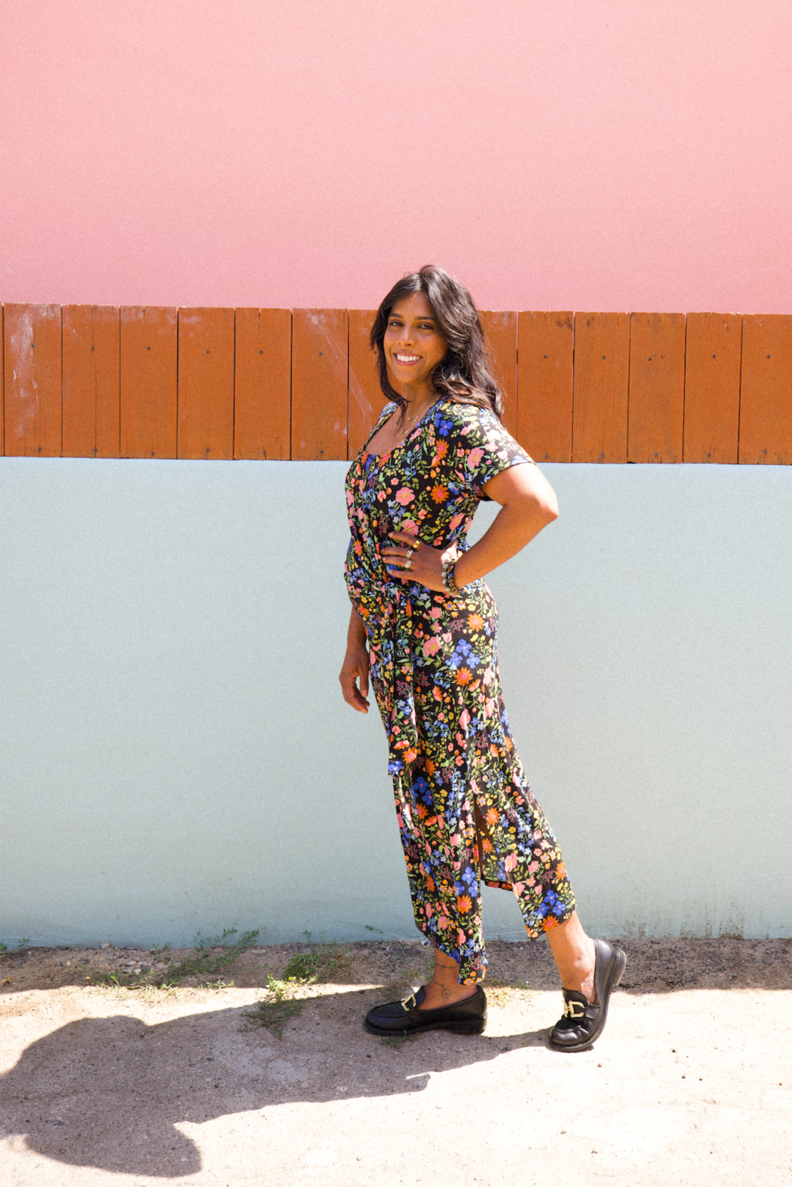 Garden Floral Joni Tie-Waist Jersey Midi Dress | Estella Moon M Garden Floral Joni Tie-Waist Jersey Midi Dress | Estella Moon M