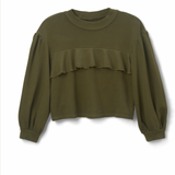 CORA Ruffle Cropped Sweatshirt in Black