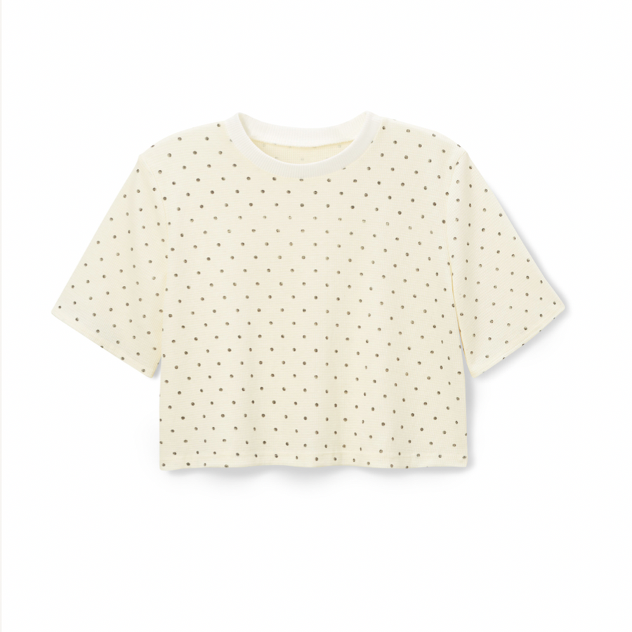 DEE Perfect Boxy Crop Top in Ivory Dot