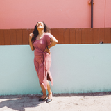 JONI- Rose Tencel jersey Asymmetric Tie Midi Dress