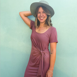 JONI- Rose Tencel jersey Asymmetric Tie Midi Dress