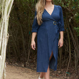 Achieve a feminine and chic style with our maternity wardrobe essentials, including the elegant ANDI adjustable wrap dress.