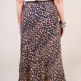 SERENA A-Line High Waisted Midi Skirt in Leopard Print