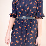 belted floral mini shirt dress